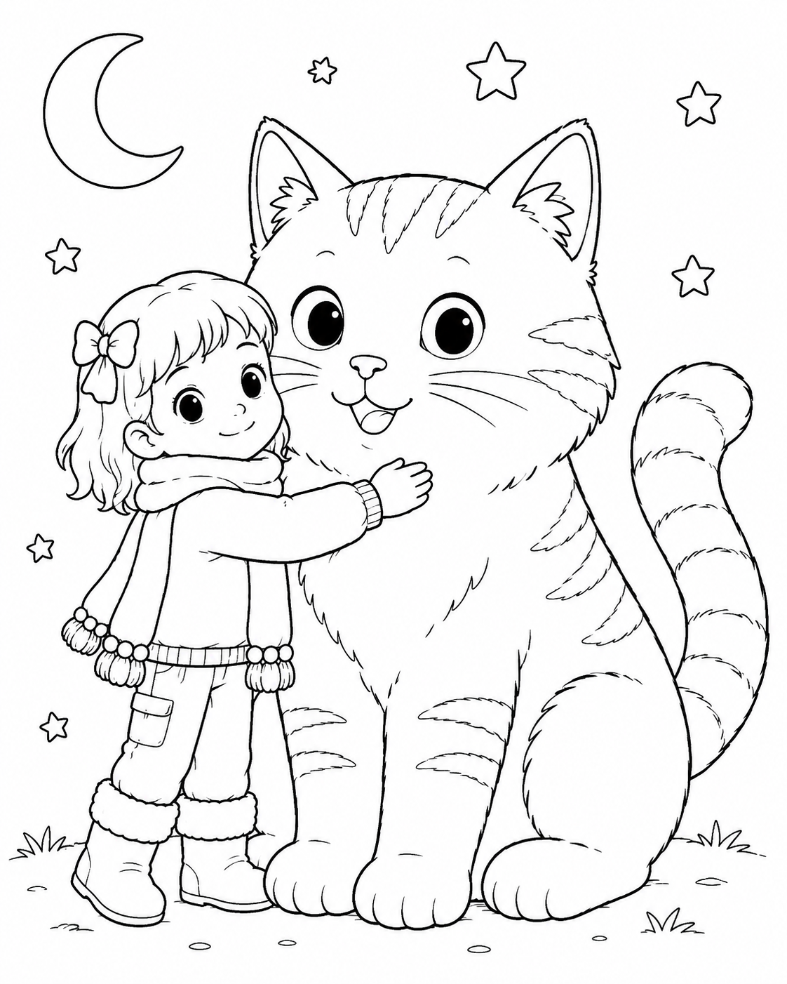 Lámina para colorear: Un abrazo, el camino más corto entre dos corazones