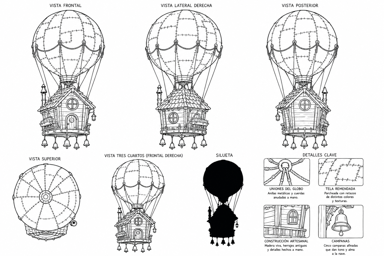 Lámina para colorear: El diseño de la nave-globo de Ziru