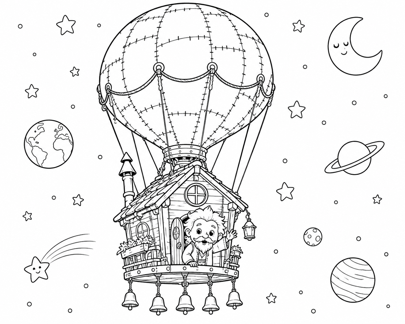 Lámina para colorear: Ziru recorriendo el espacio