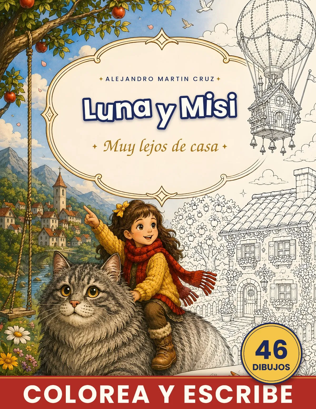 Ilustración de la noticia «LUNA Y MISI. MUY LEJOS DE CASA: COLOREA Y ESCRIBE»