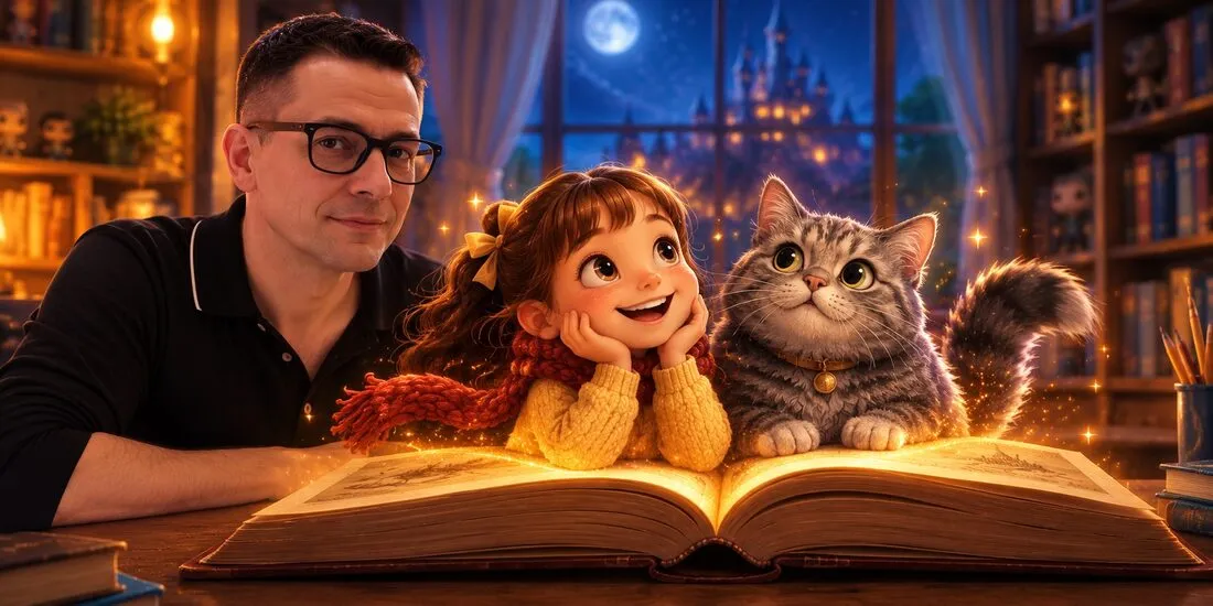 El autor leyendo Luna y Misi con jóvenes lectores